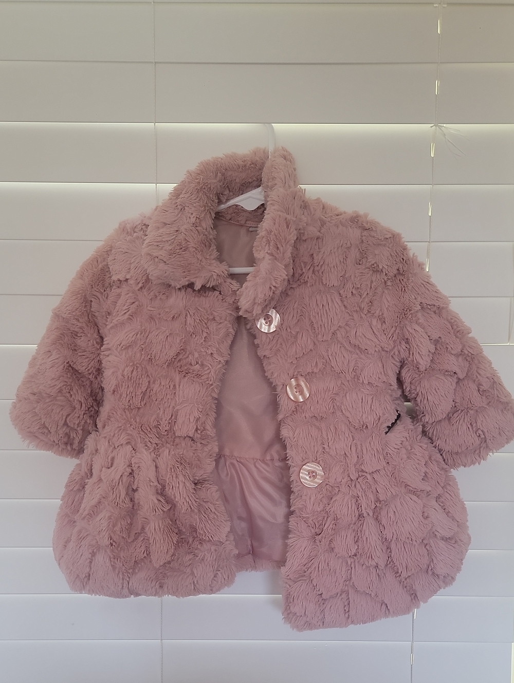 Calvin Klein Jeans Girls' Plush Pea Coat in Dusty Rose Box 005